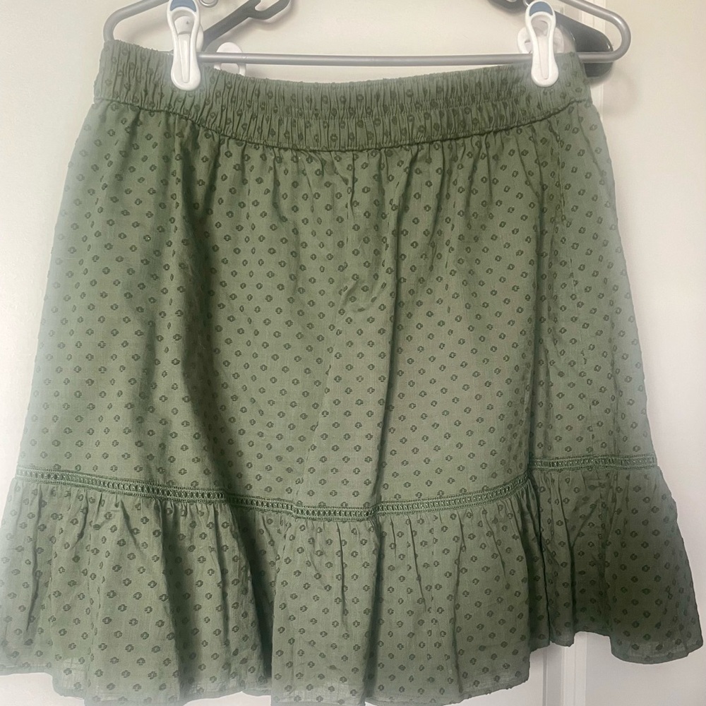Loft Green Eyelet Ruffled Skirt